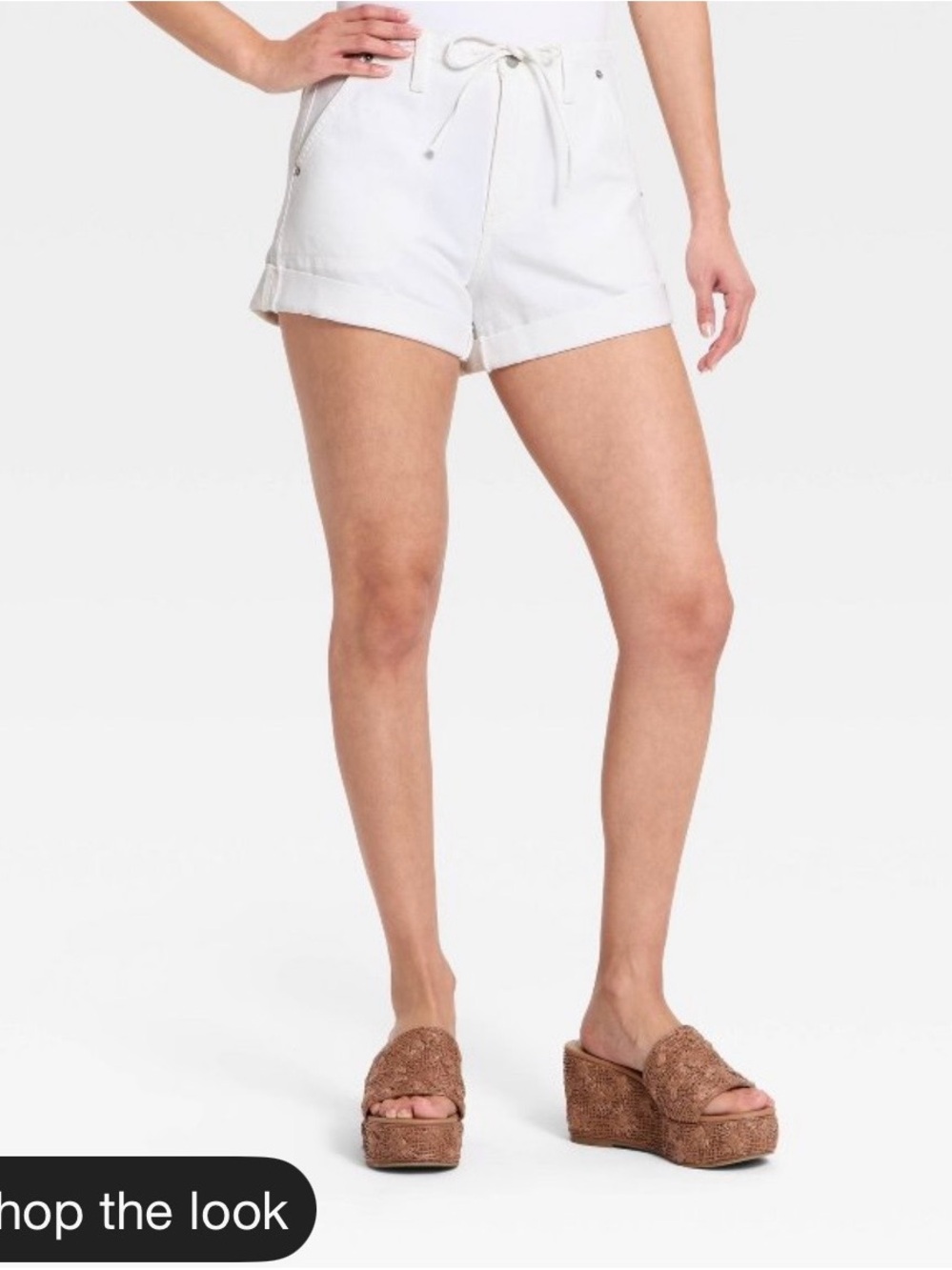 Universal Thread White High-Rise Drawstring Jean Shorts